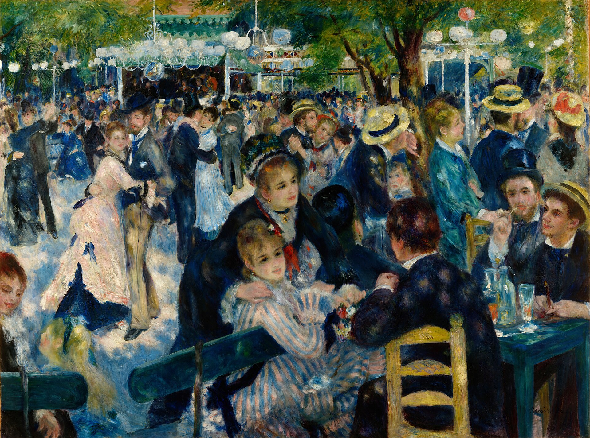 Renoir's Bal du moulin de la Galette, a Paris crowd under dappled light