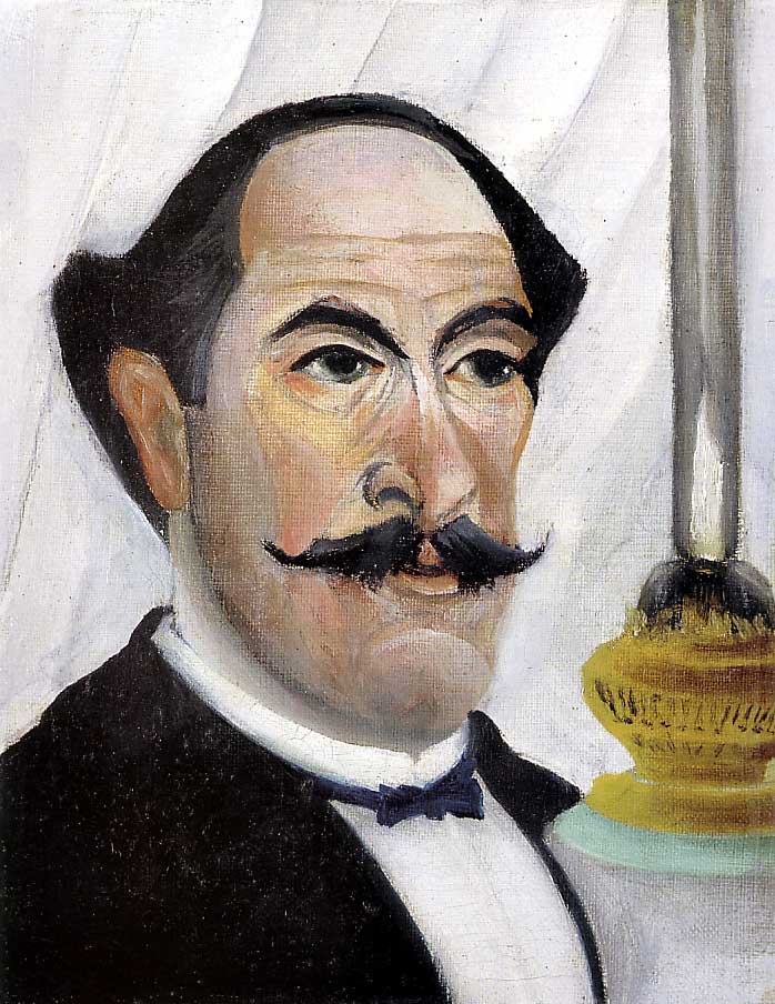 Self-portrait of Henri Rousseau with a lamp