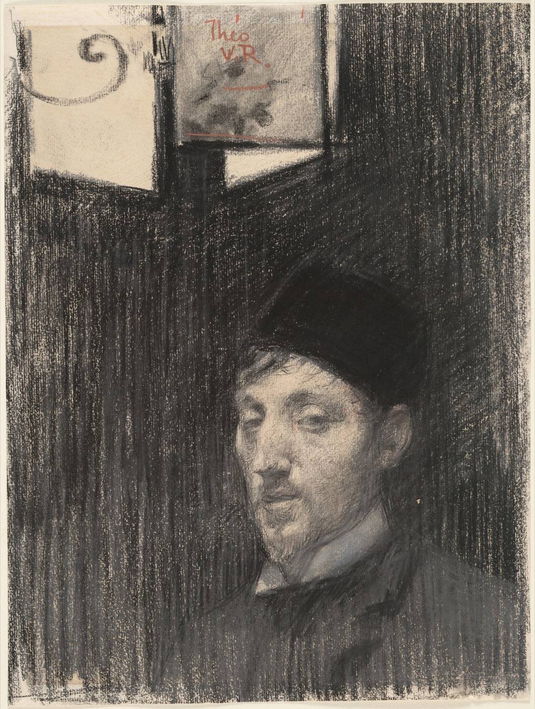 Self-portrait of Théo van Rysselberghe wearing a hat