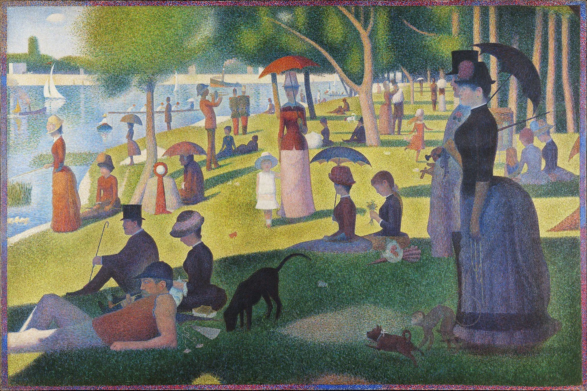 A Sunday Afternoon on the Island of La Grande Jatte by Georges Seurat, a monumental pointillist park scene