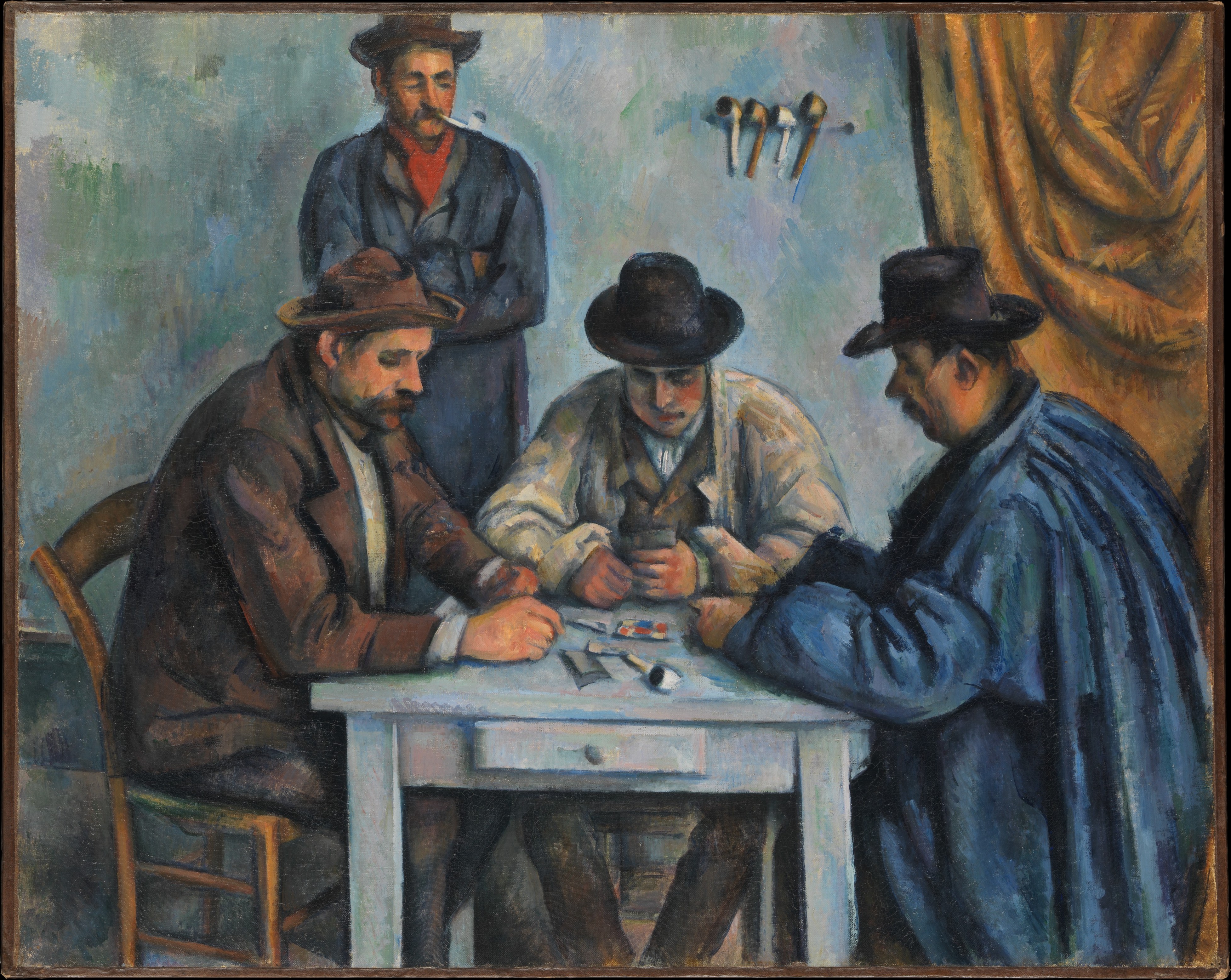 The Card Players by Paul Cézanne, with men seated at a table